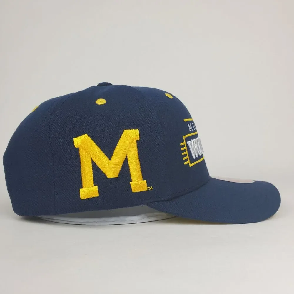 Michigan Wolverines Mitchell & Ness NCAA Pro Fit Snapback Hat Cap‎ 3D Logo NWT